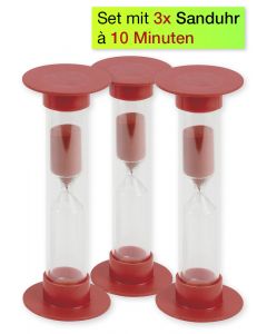 Einfache Maxi-Sanduhren 10 Minuten, rot, 3er-Pack